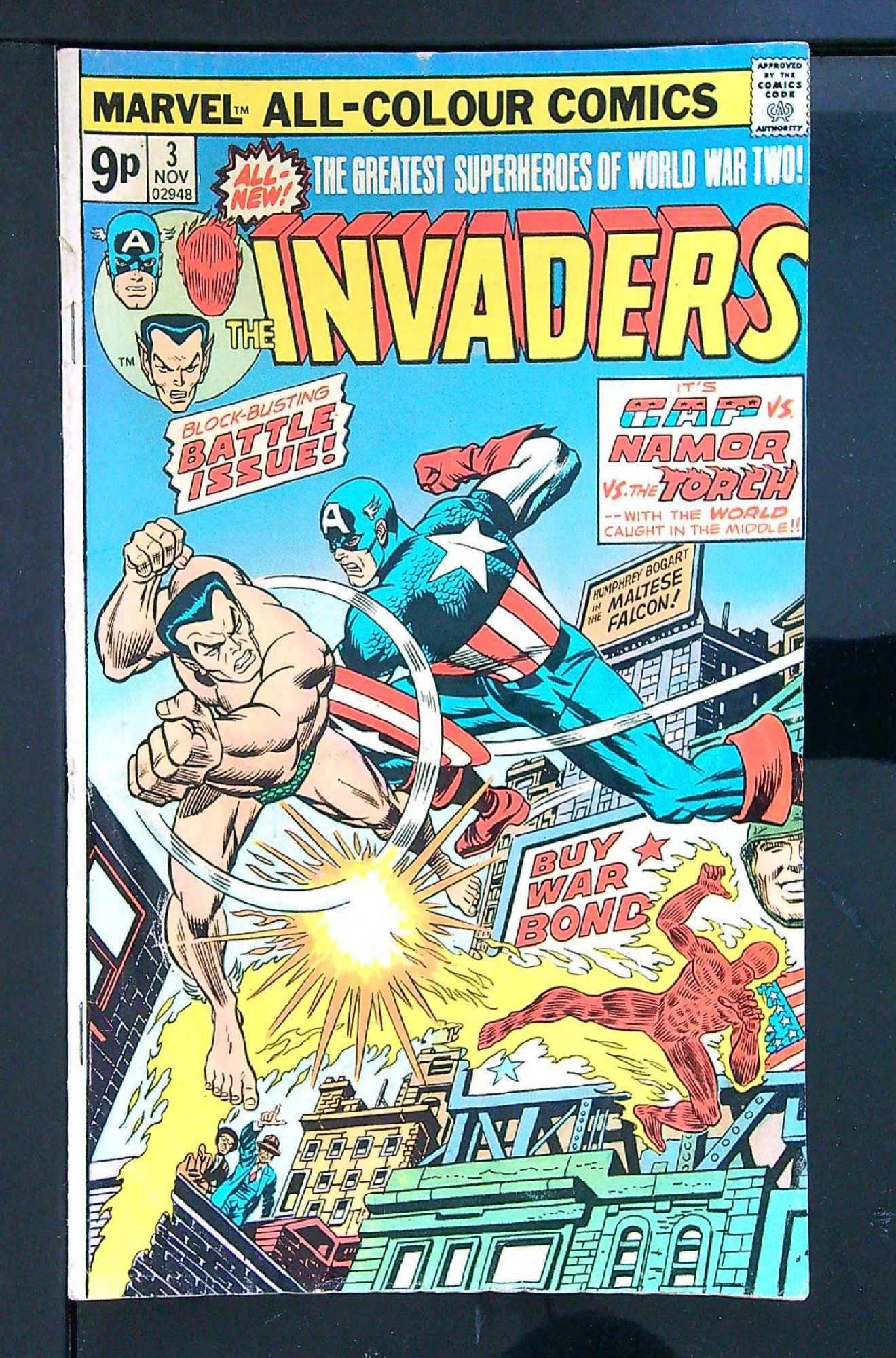 ACTUAL SCAN OF COMIC!<br>Water Damaged copy - See Scan Cover of Invaders (Vol 1) #3. One of 250,000 Vintage American Comics on sale from Krypton!