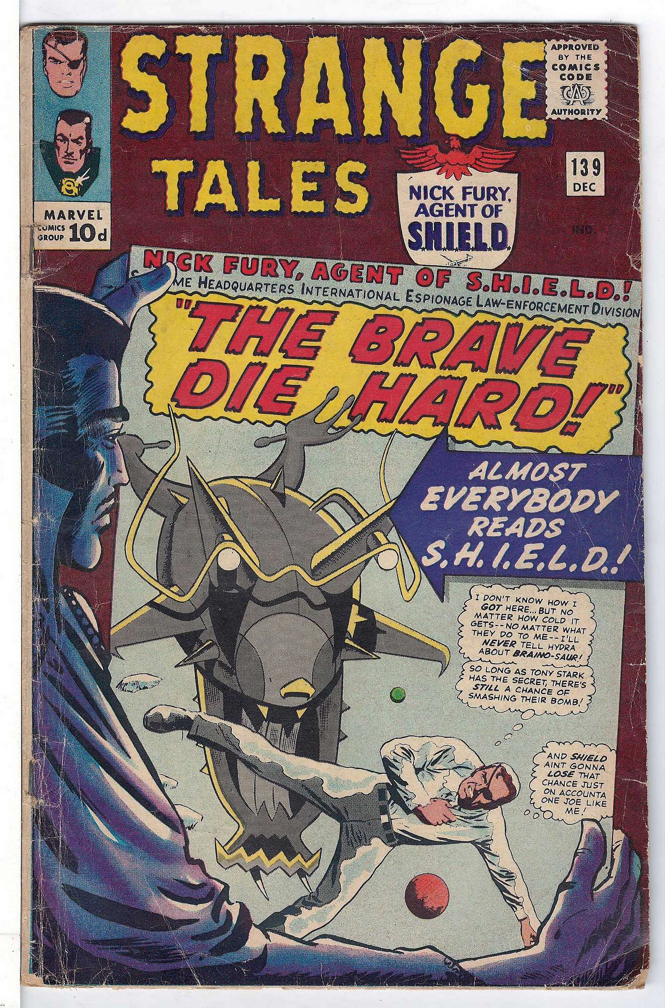 ACTUAL SCAN OF COMIC!<br>Rolled Spine - See Scan Cover of Strange Tales (Vol 1) #139. One of 250,000 Vintage American Comics on sale from Krypton!
