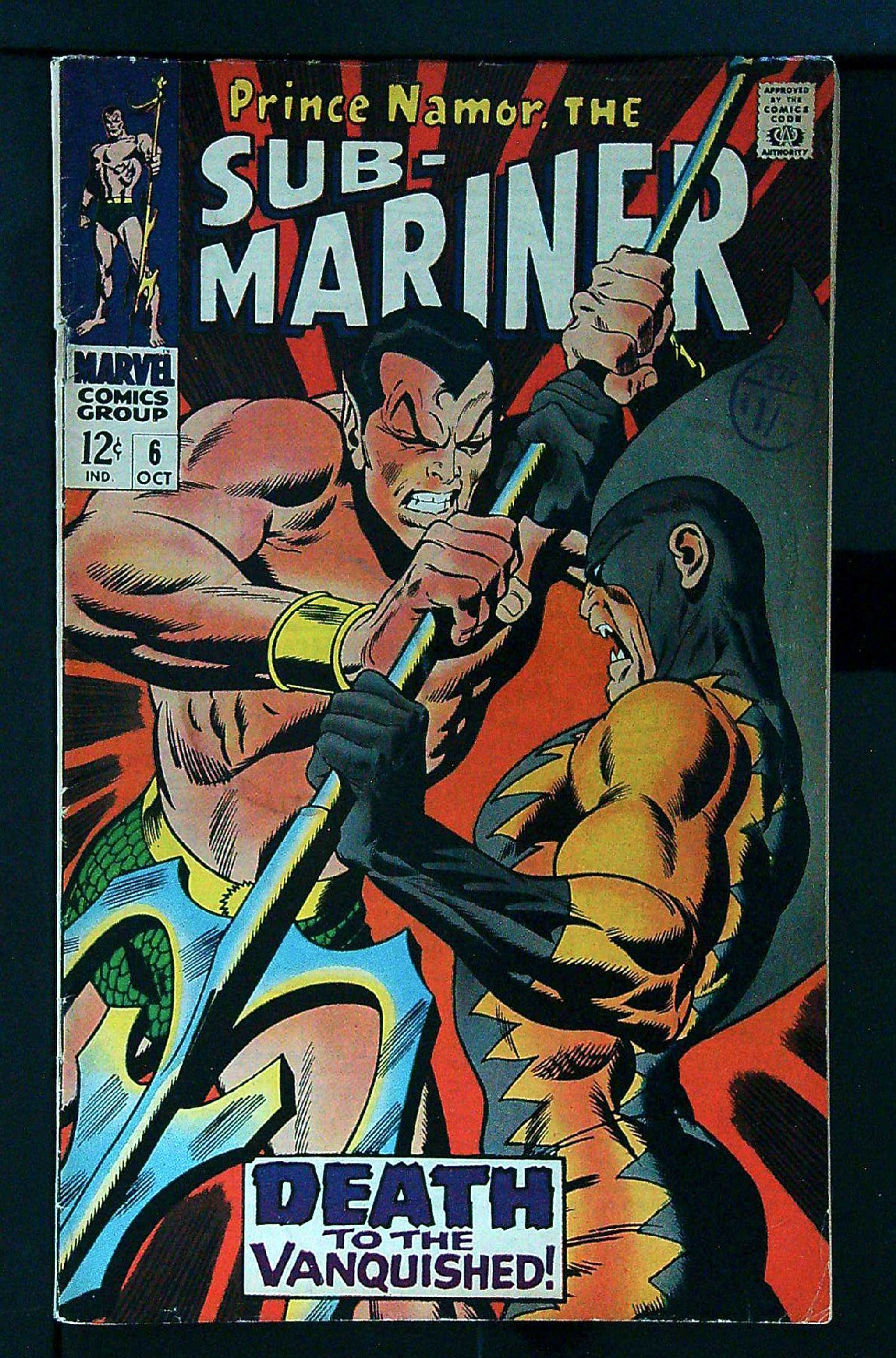 ACTUAL SCAN OF COMIC!<br>Distribution Stamp on Cover - See Scan Cover of Sub-Mariner (Vol 1) #6. One of 250,000 Vintage American Comics on sale from Krypton!