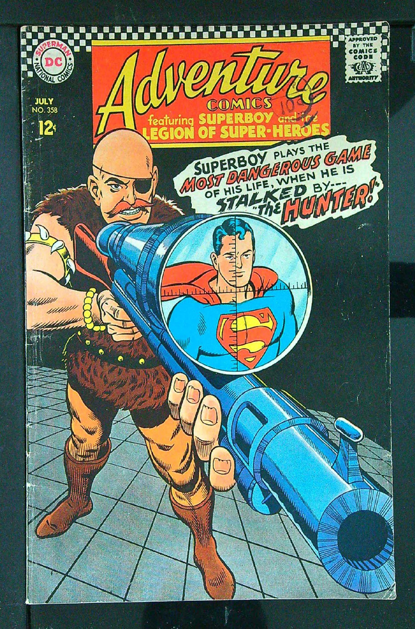 ACTUAL SCAN OF COMIC!<br>Distribution Stamp on Cover - See Scan Cover of Adventure Comics (Vol 1) #358. One of 250,000 Vintage American Comics on sale from Krypton!