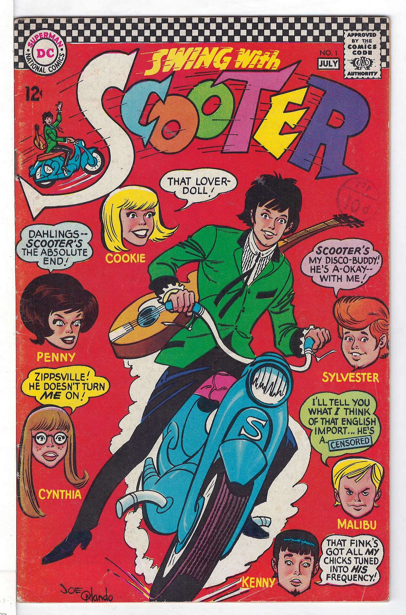 ACTUAL SCAN OF COMIC!<br>Stamp on Cover - See Scan Cover of Scooter - Swing With (Vol 1) #1. One of 250,000 Vintage American Comics on sale from Krypton!