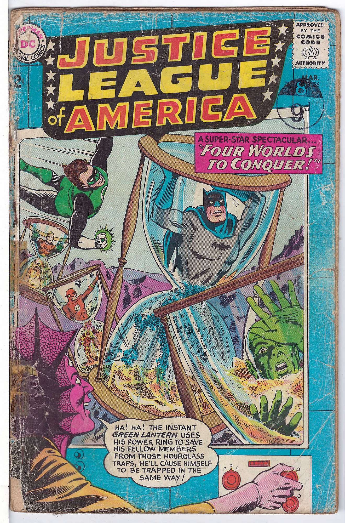 ACTUAL SCAN OF COMIC!<br>Restapled and taped spine. Stamp on Cover - See Scan Cover of Justice League of America (Vol 1) #26. One of 250,000 Vintage American Comics on sale from Krypton!