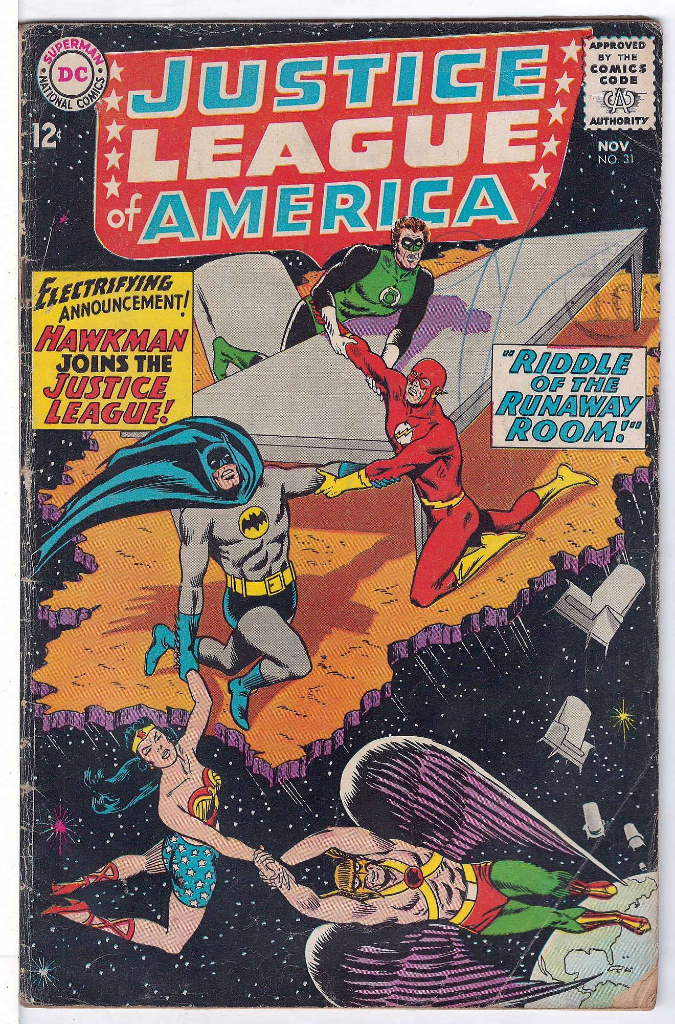 ACTUAL SCAN OF COMIC!<br>Stamp & Pen on Cover - See Scan Cover of Justice League of America (Vol 1) #31. One of 250,000 Vintage American Comics on sale from Krypton!