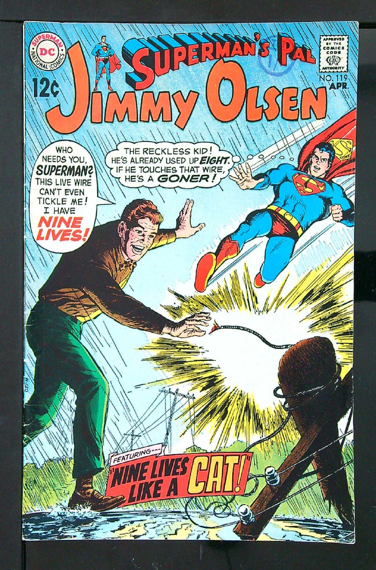 ACTUAL SCAN OF COMIC!<br>Distribution Stamp on Cover - See Scan Cover of Jimmy Olsen (Vol 1) Supermans Pal #119. One of 250,000 Vintage American Comics on sale from Krypton!