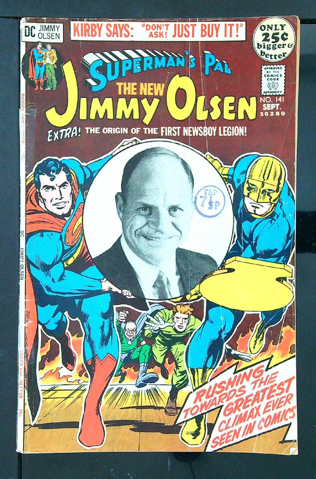 ACTUAL SCAN OF COMIC!<br>Distribution Stamp on Cover - Taped Spine - See Scan Cover of Jimmy Olsen (Vol 1) Supermans Pal #141. One of 250,000 Vintage American Comics on sale from Krypton!