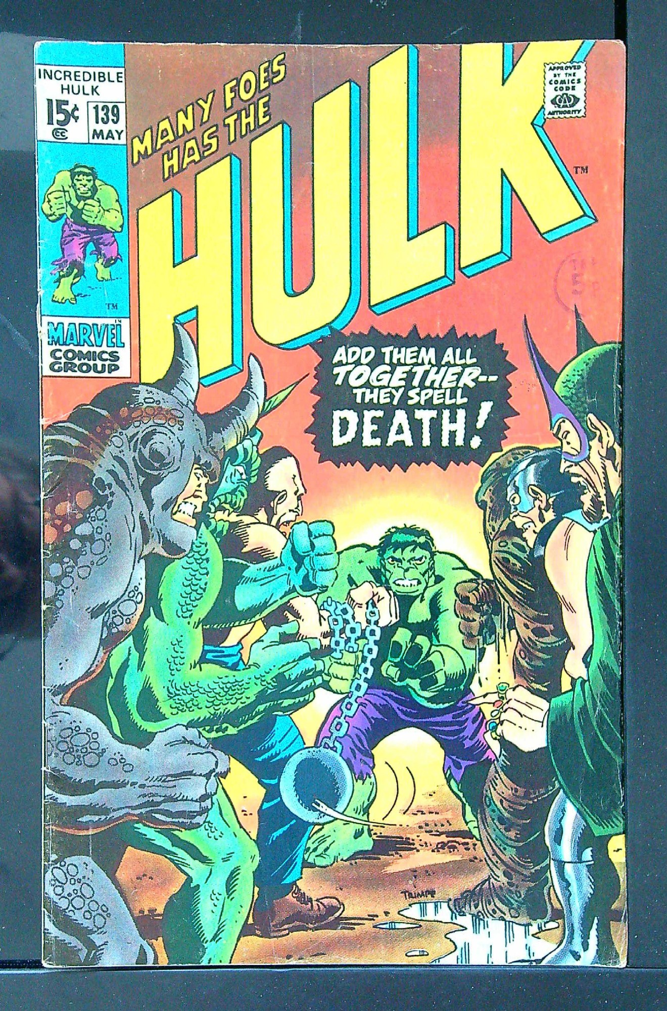 ACTUAL SCAN OF COMIC!<br>Distribution Stamap on Cover - Popped Upper Staple - See Scan Cover of Incredible Hulk (Vol 2) #139. One of 250,000 Vintage American Comics on sale from Krypton!