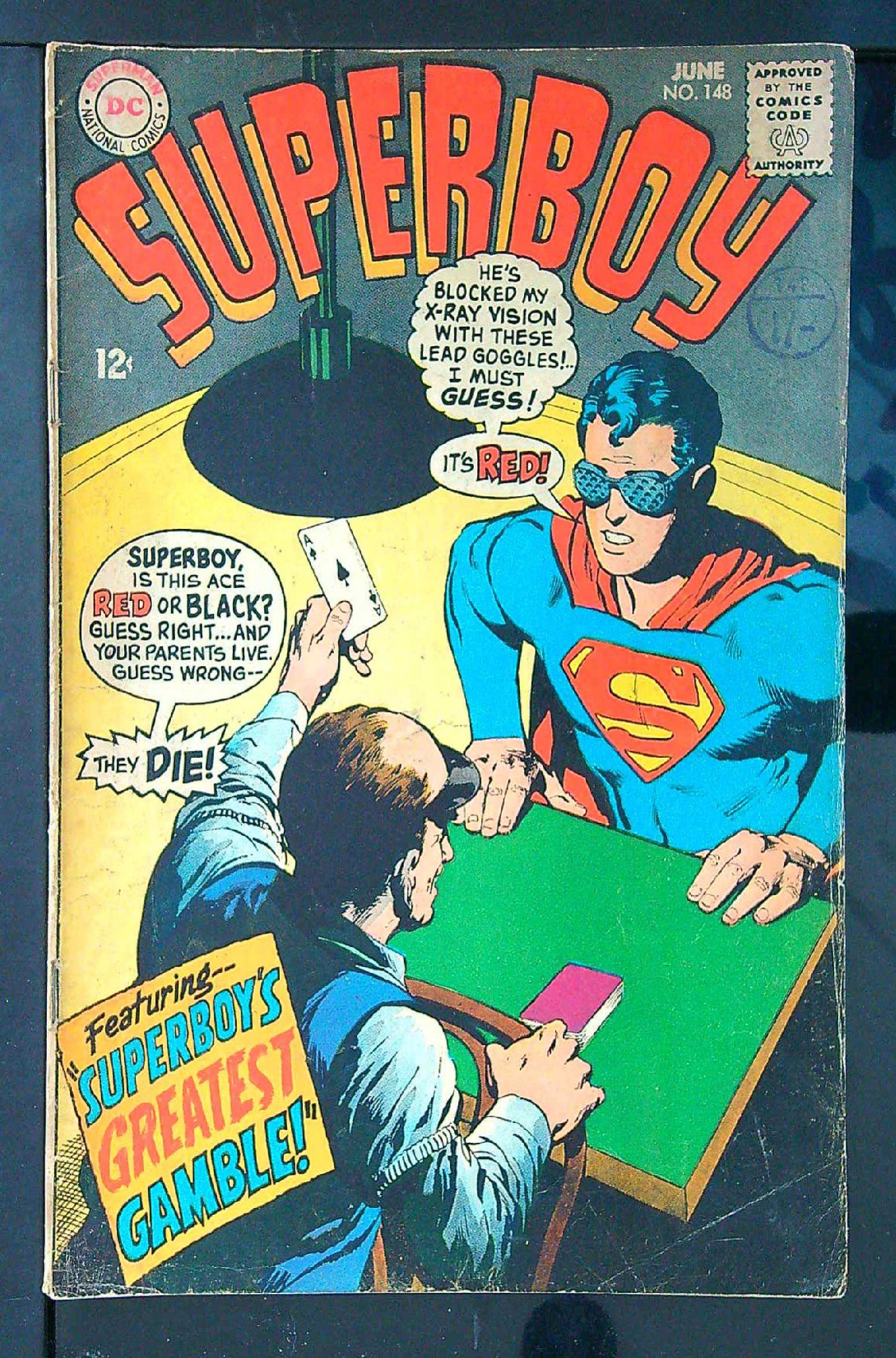 ACTUAL SCAN OF COMIC!<br>Distribution Stamp on Cover - See Scan Cover of Superboy (Vol 1) #148. One of 250,000 Vintage American Comics on sale from Krypton!