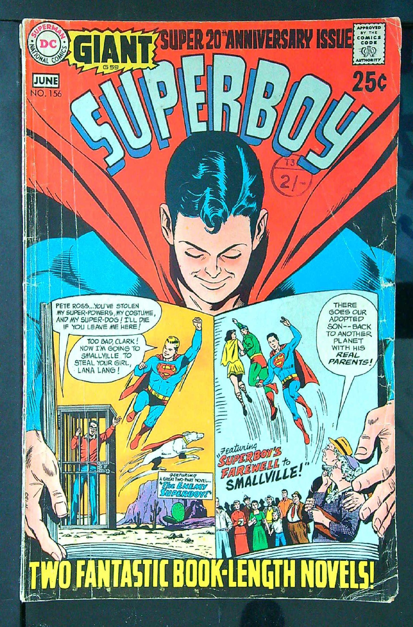 ACTUAL SCAN OF COMIC!<br>Distribution Stamp on Cover - See Scan Cover of Superboy (Vol 1) #156. One of 250,000 Vintage American Comics on sale from Krypton!