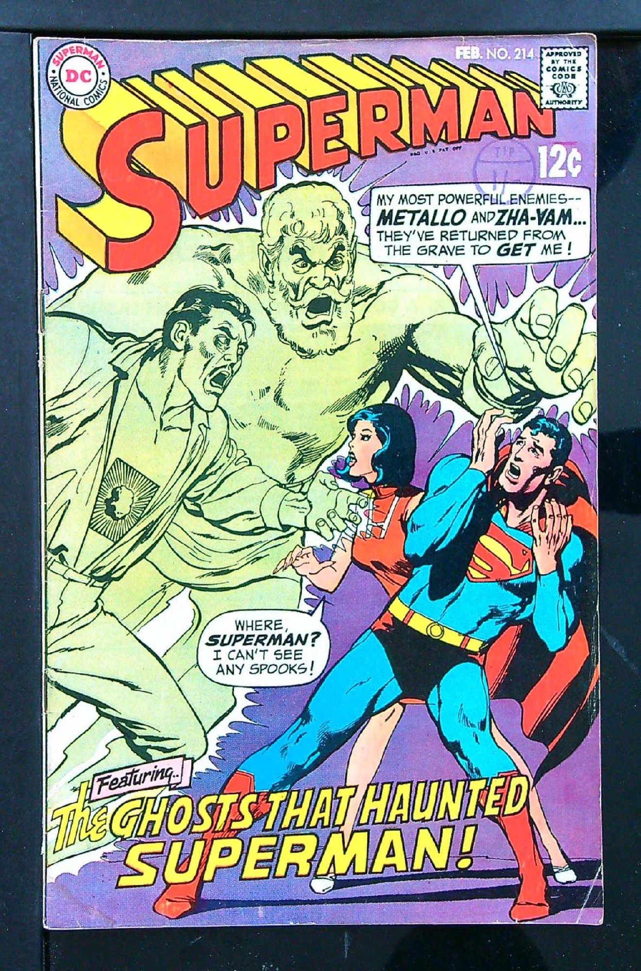 ACTUAL SCAN OF COMIC!<br>Distribution Stamp on Cover - See Scan Cover of Superman (Vol 1) #214. One of 250,000 Vintage American Comics on sale from Krypton!