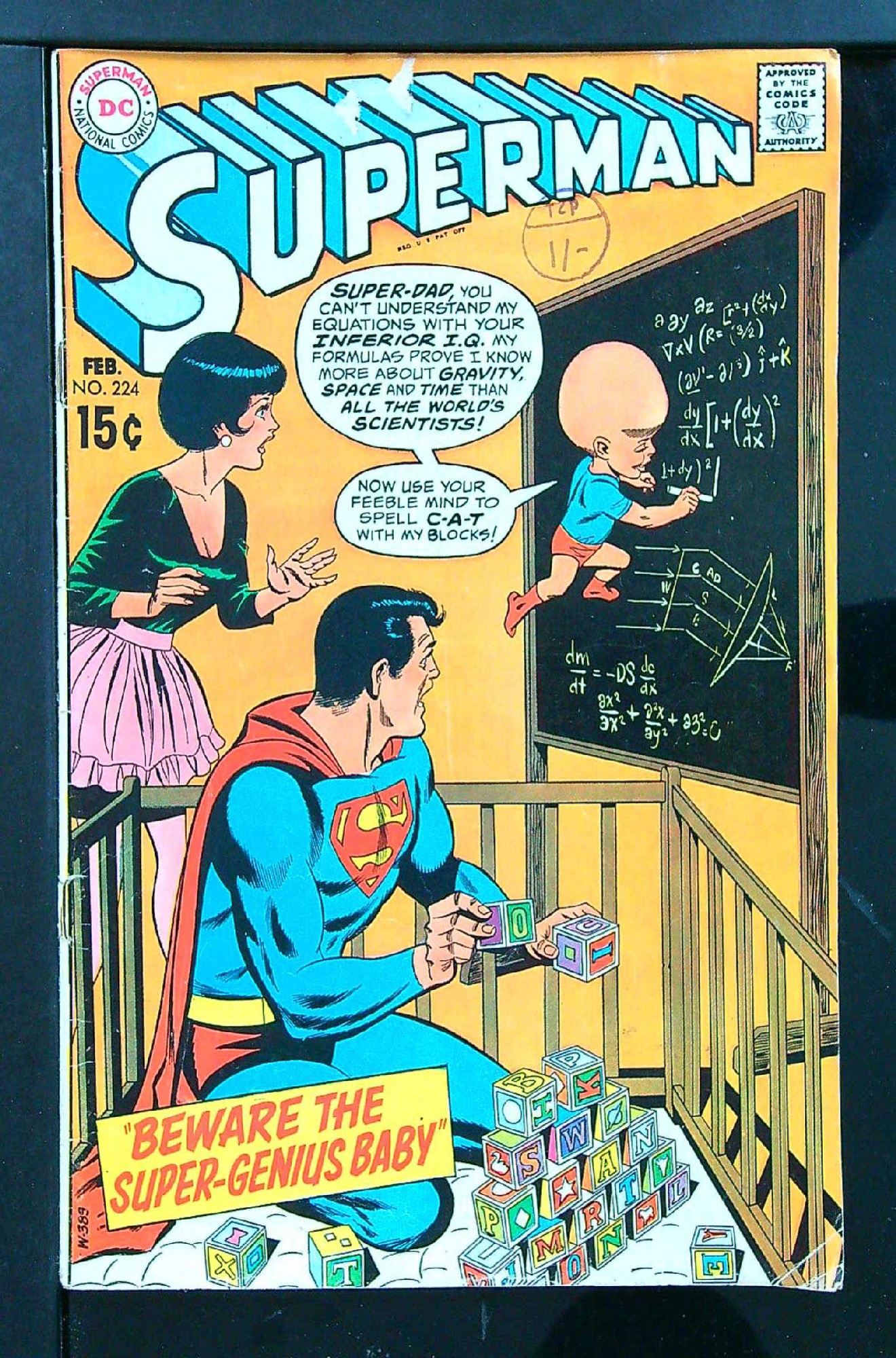 ACTUAL SCAN OF COMIC!<br>Distribution Stamp on Cover - See Scan Cover of Superman (Vol 1) #224. One of 250,000 Vintage American Comics on sale from Krypton!
