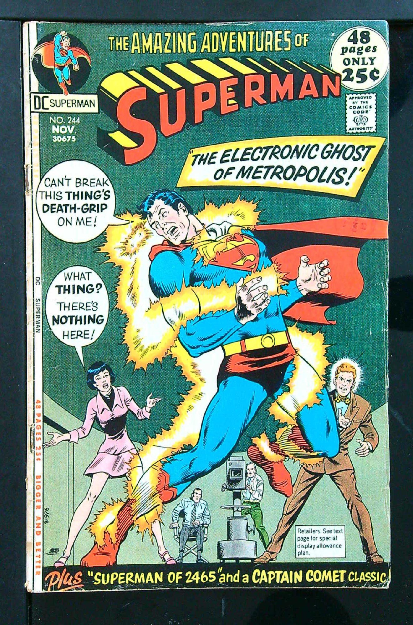ACTUAL SCAN OF COMIC!<br>Distribution Stamp on Cover - See Scan Cover of Superman (Vol 1) #244. One of 250,000 Vintage American Comics on sale from Krypton!