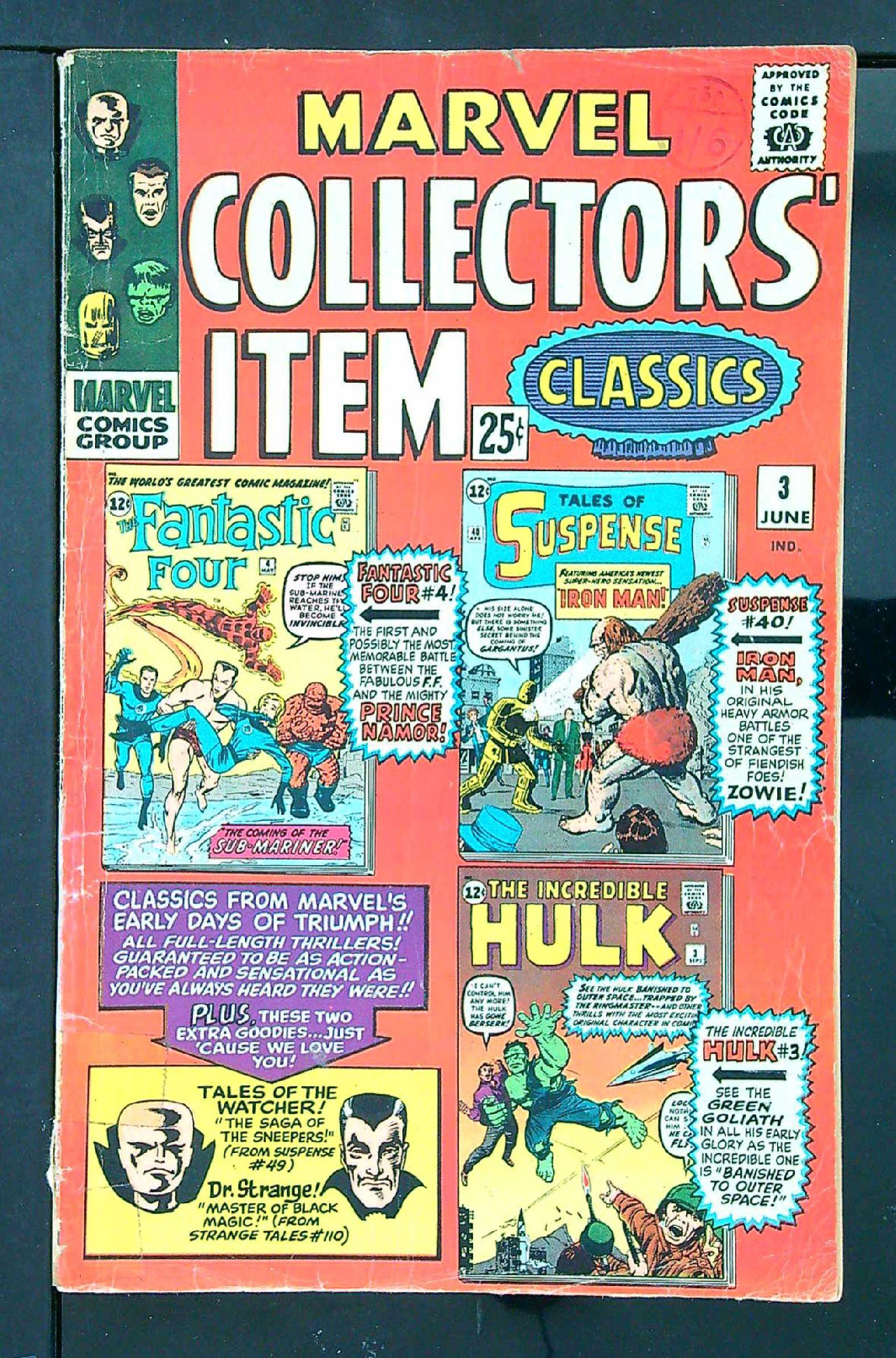 ACTUAL SCAN OF COMIC!<br>Distribution Stamp & Tape on Cover - See Scan Cover of Marvel Collectors Item Classics (Vol 1) #3. One of 250,000 Vintage American Comics on sale from Krypton!