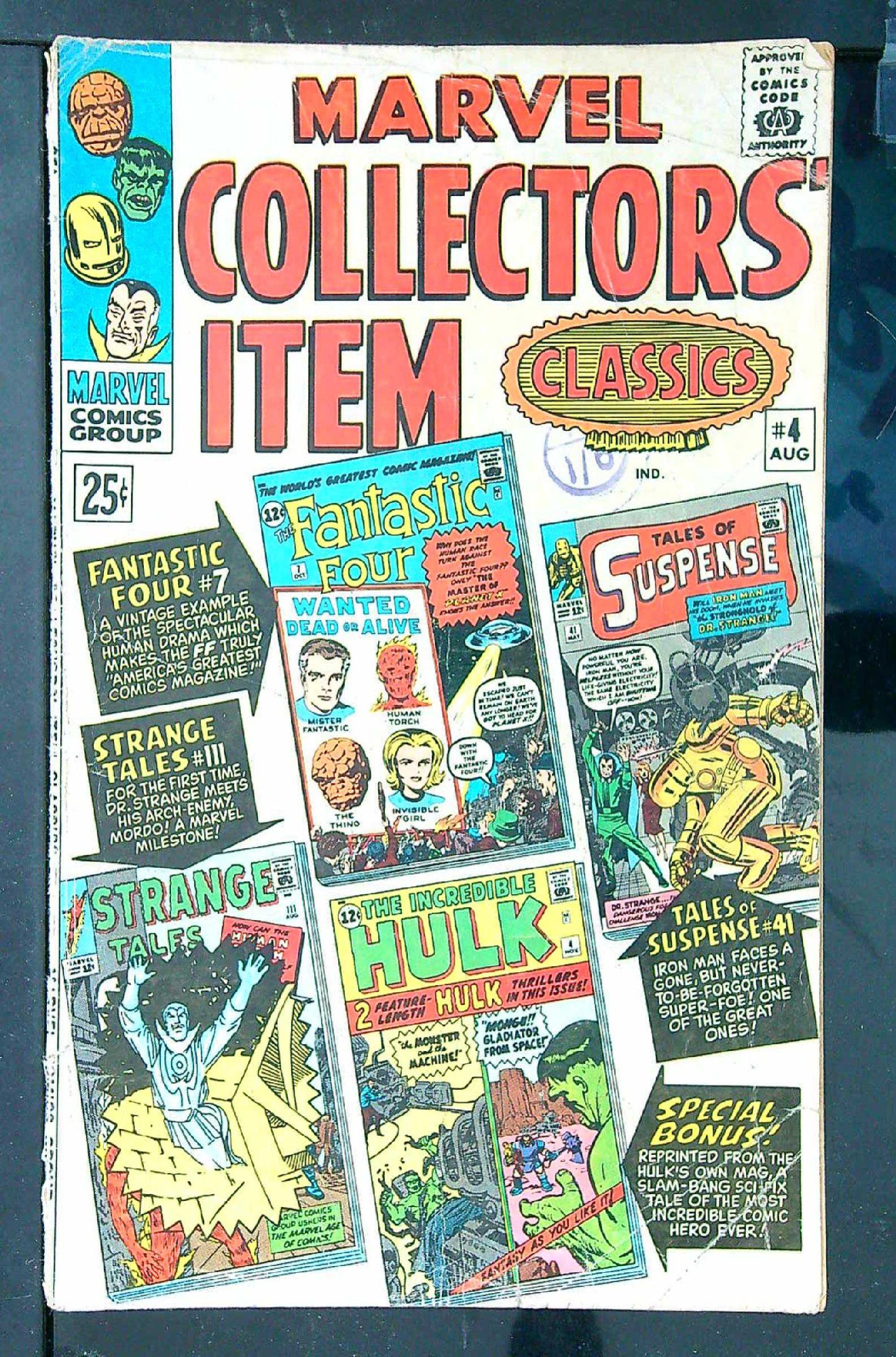 ACTUAL SCAN OF COMIC!<br>Distribution Stamp on Cover - See Scan Cover of Marvel Collectors Item Classics (Vol 1) #4. One of 250,000 Vintage American Comics on sale from Krypton!