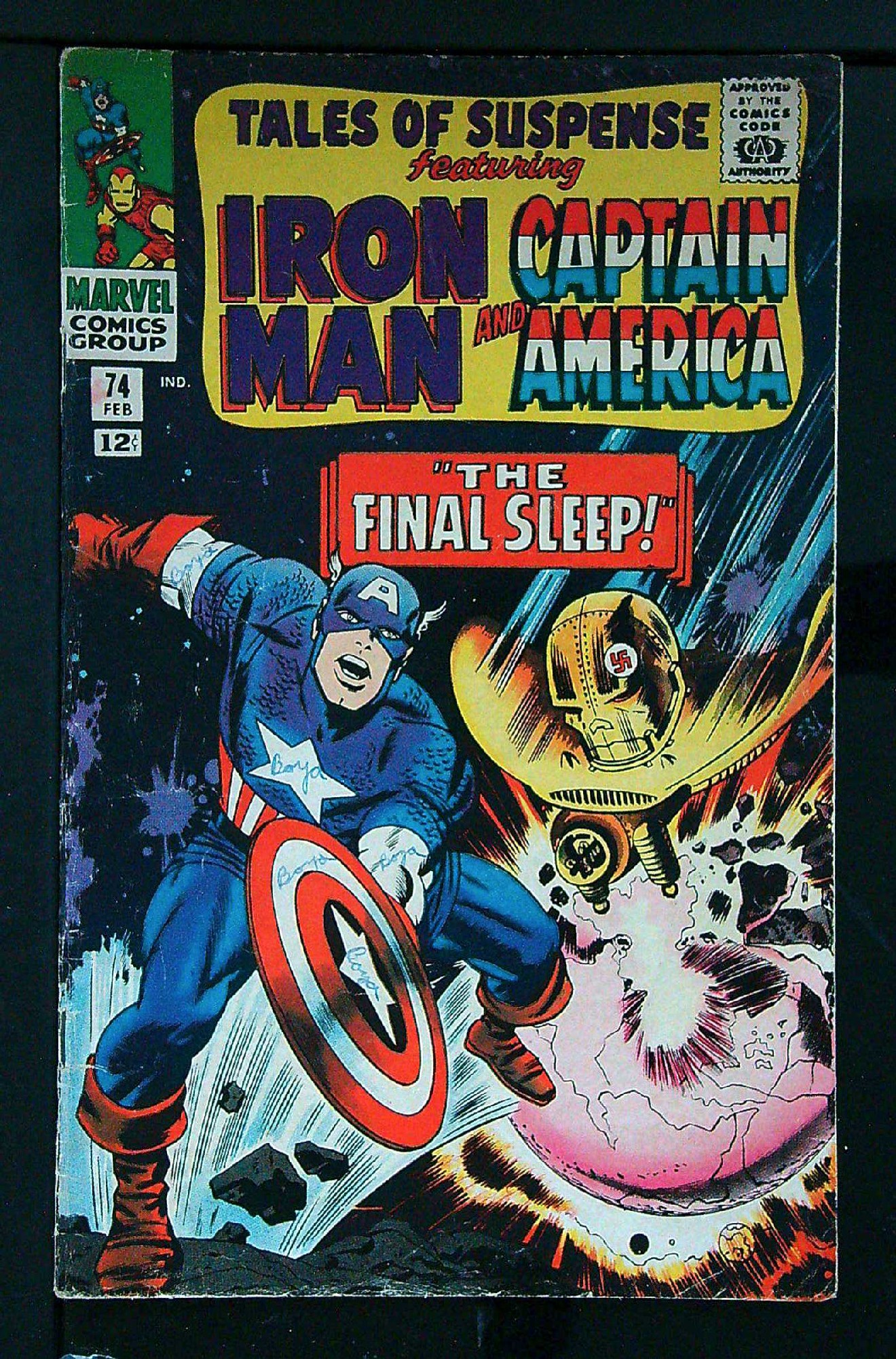 ACTUAL SCAN OF COMIC!<br>Distribution Stamp & Pen on Cover - See Scan Cover of Tales of Suspense (Vol 1) #74. One of 250,000 Vintage American Comics on sale from Krypton!