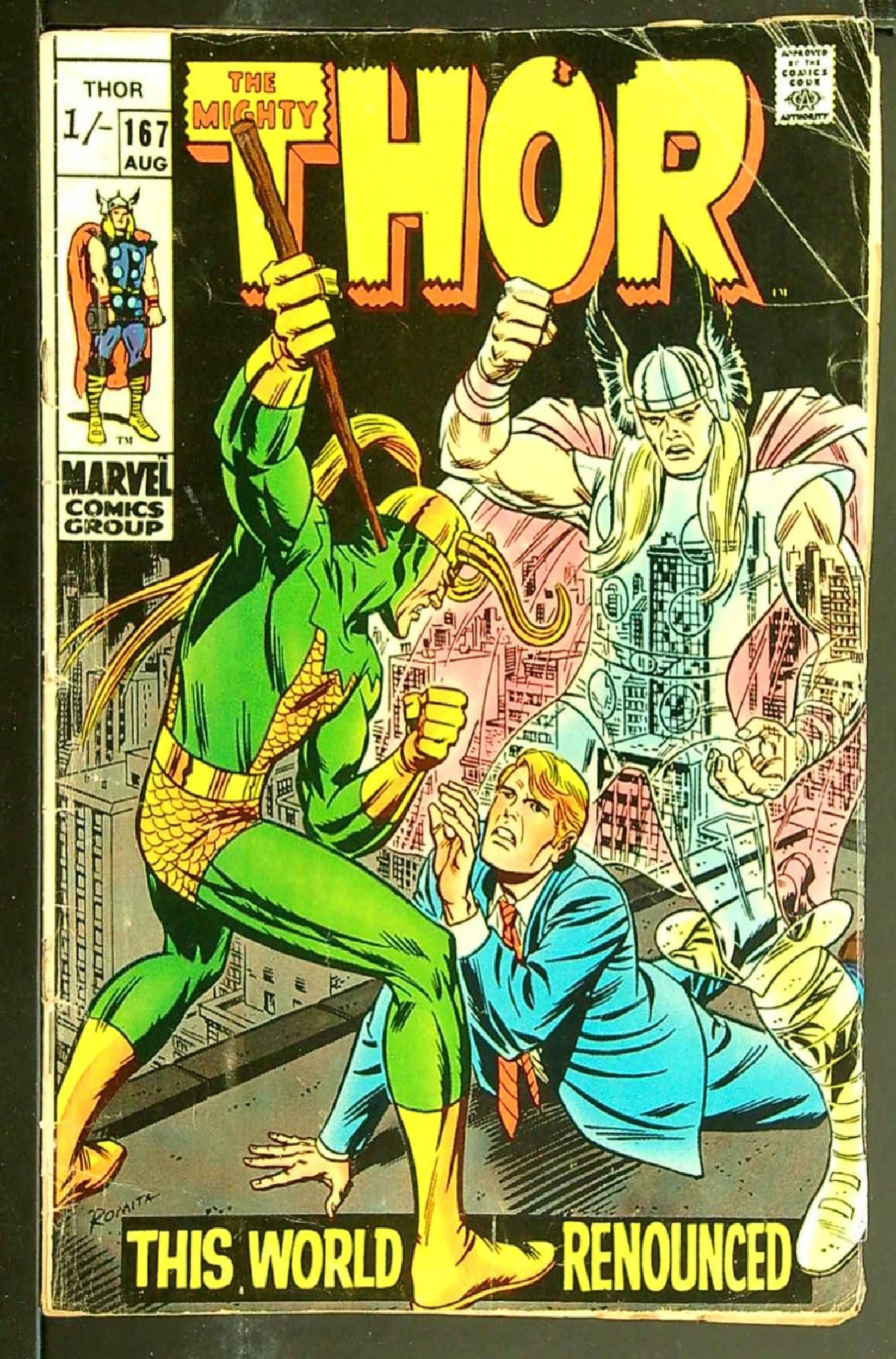Cover of Thor (Vol 1) #167. One of 250,000 Vintage American Comics on sale from Krypton!