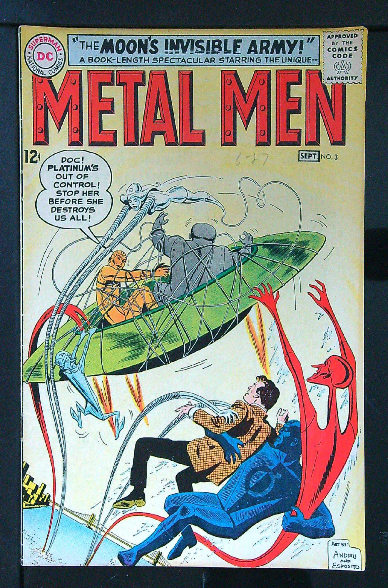 ACTUAL SCAN OF COMIC!<br>Pencil on Cover - See Scan Cover of Metal Men (Vol 1) #3. One of 250,000 Vintage American Comics on sale from Krypton!