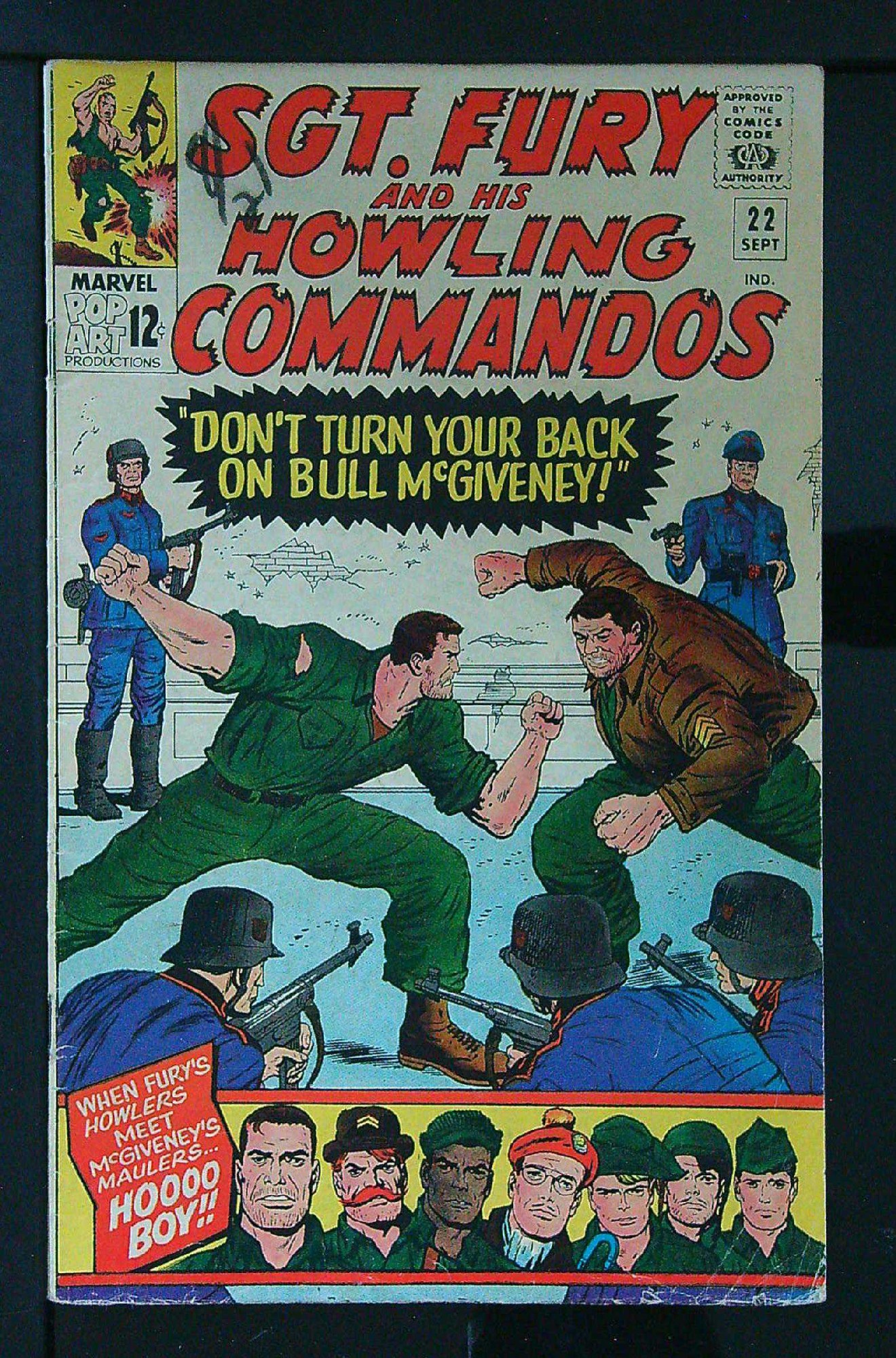 ACTUAL SCAN OF COMIC!<br>Pencil on Cover - See Scan Cover of Sgt. Fury & His Howling Commandos #22. One of 250,000 Vintage American Comics on sale from Krypton!