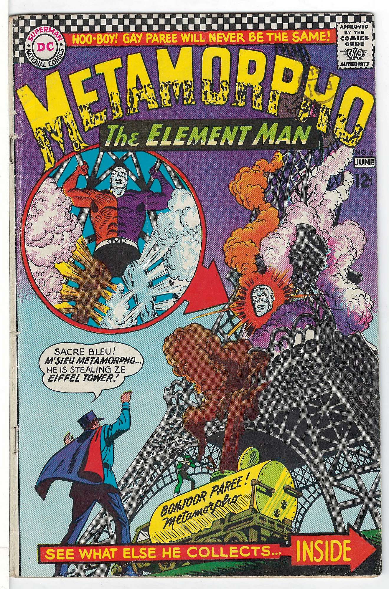 ACTUAL SCAN OF COMIC!<br>Stamp on Cover - See Scan Cover of Metamorpho (Vol 1) #6. One of 250,000 Vintage American Comics on sale from Krypton!