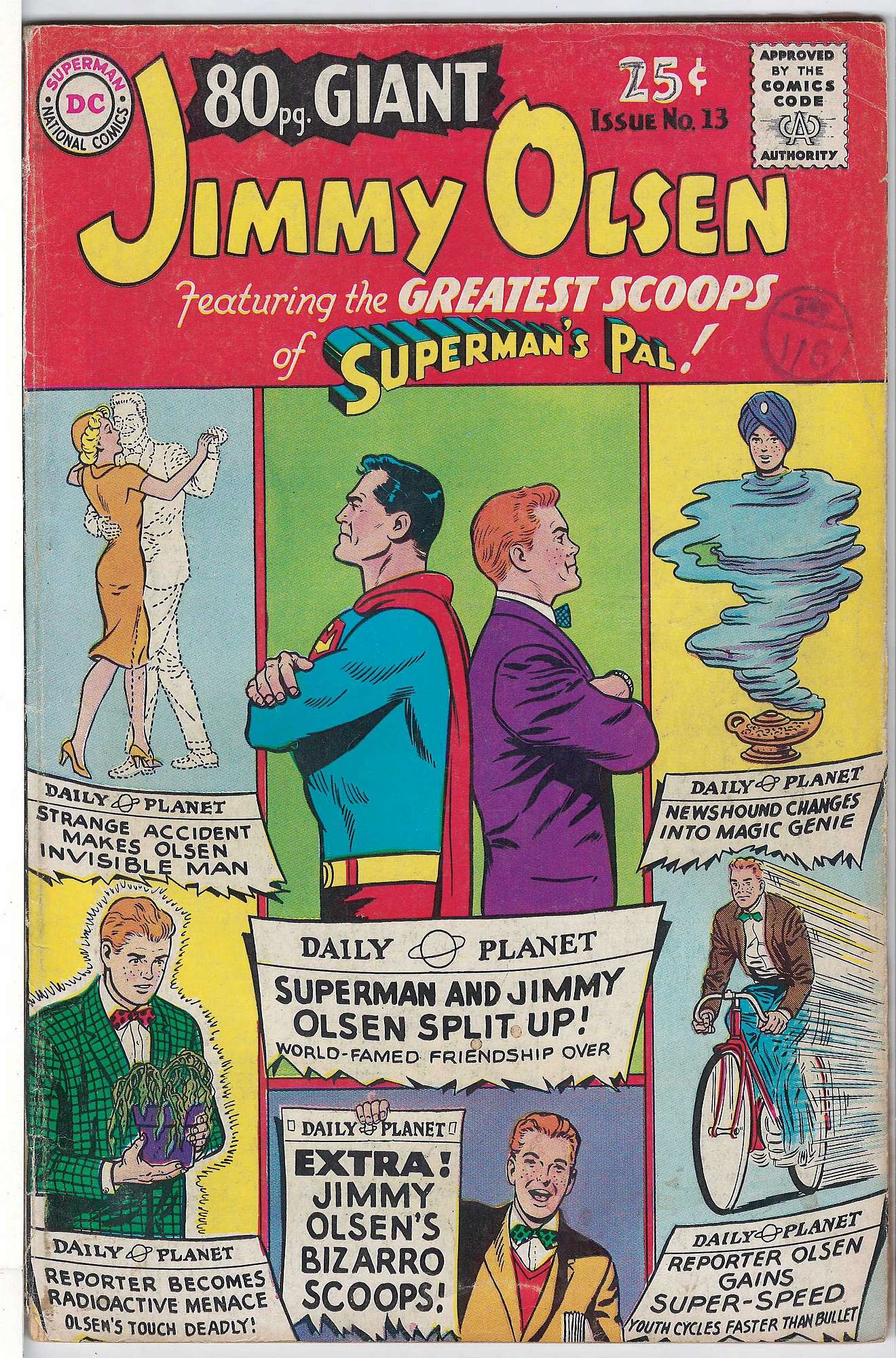 ACTUAL SCAN OF COMIC!<br>T&P Stamp on Cover. Pen on the 25 cents price. Wear on lower spine edge - See Scan Cover of Eighty Page Giant (Vol 1) #13. One of 250,000 Vintage American Comics on sale from Krypton!