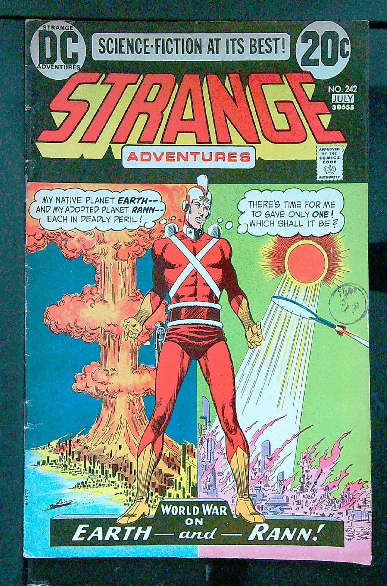 ACTUAL SCAN OF COMIC!<br>Distribution Stamp on Cover - See Scan Cover of Strange Adventures (Vol 1) #242. One of 250,000 Vintage American Comics on sale from Krypton!