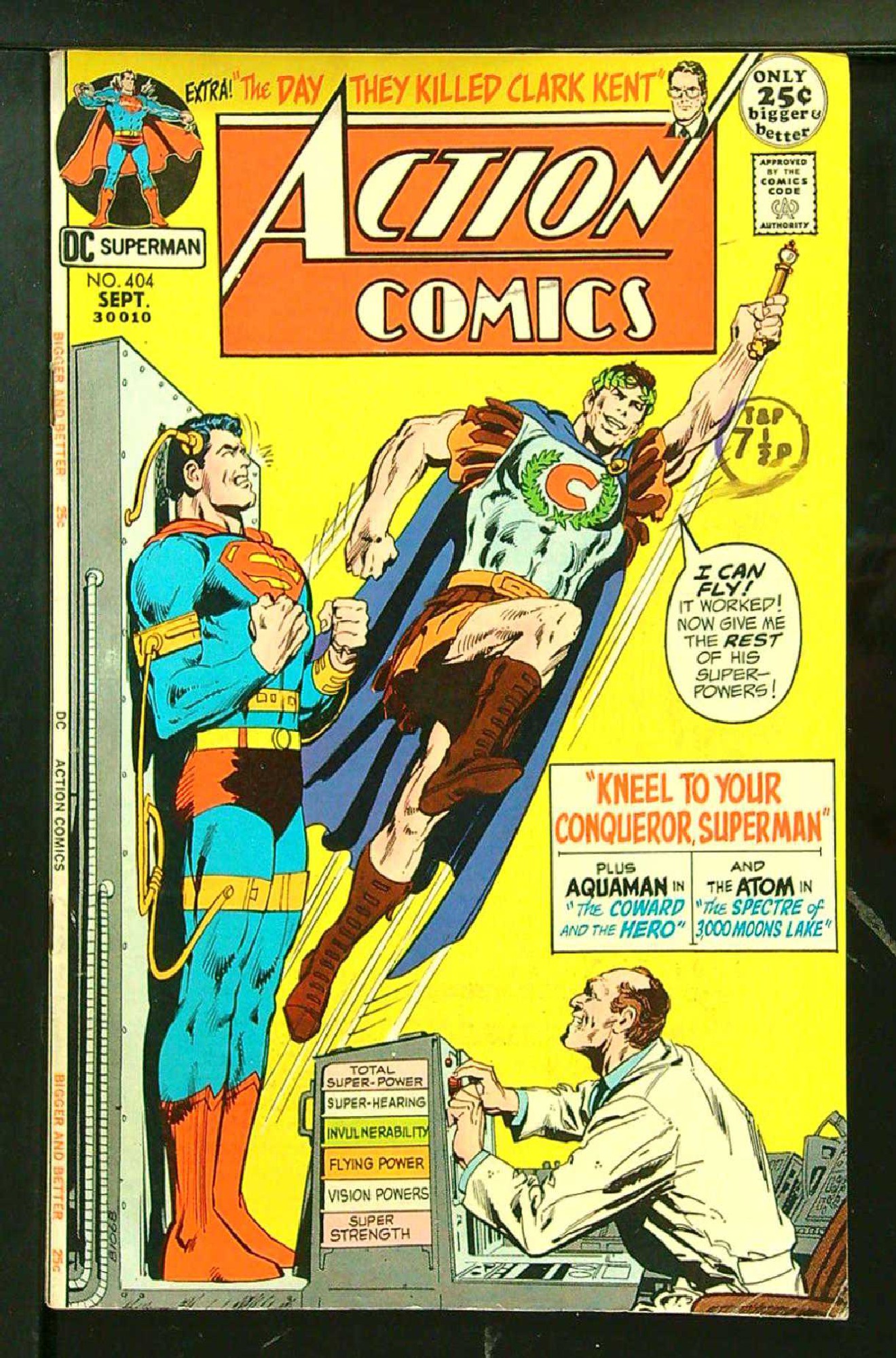 ACTUAL SCAN OF COMIC!<br>Distribution Stamp on Cover - See Scan Cover of Action Comics (Vol 1) #404. One of 250,000 Vintage American Comics on sale from Krypton!