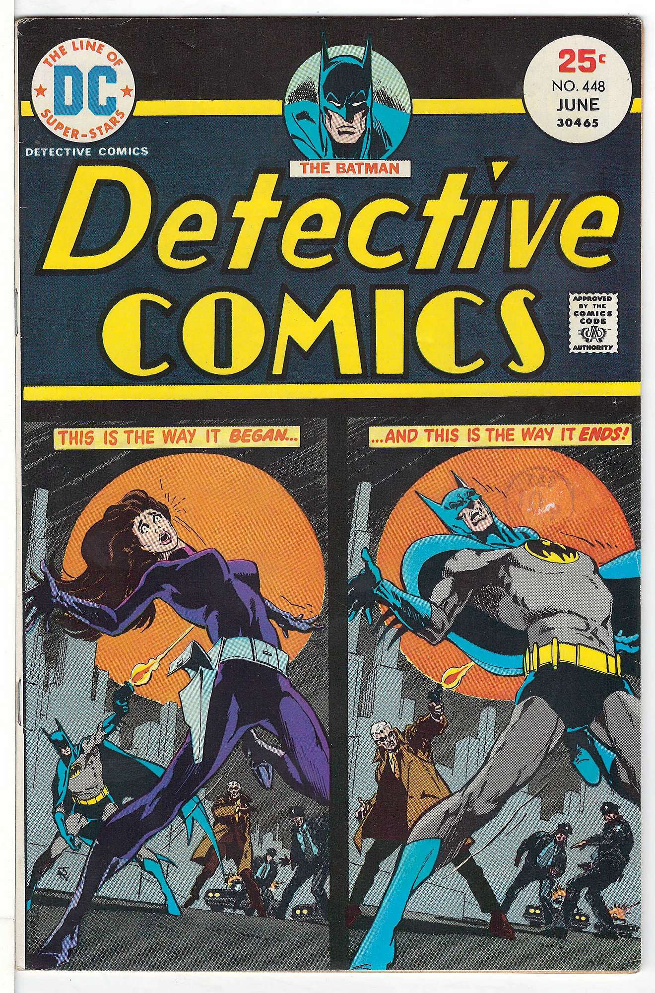 ACTUAL SCAN OF COMIC!<br>Stamp on Cover - See Scan Cover of Detective Comics #448. One of 250,000 Vintage American Comics on sale from Krypton!
