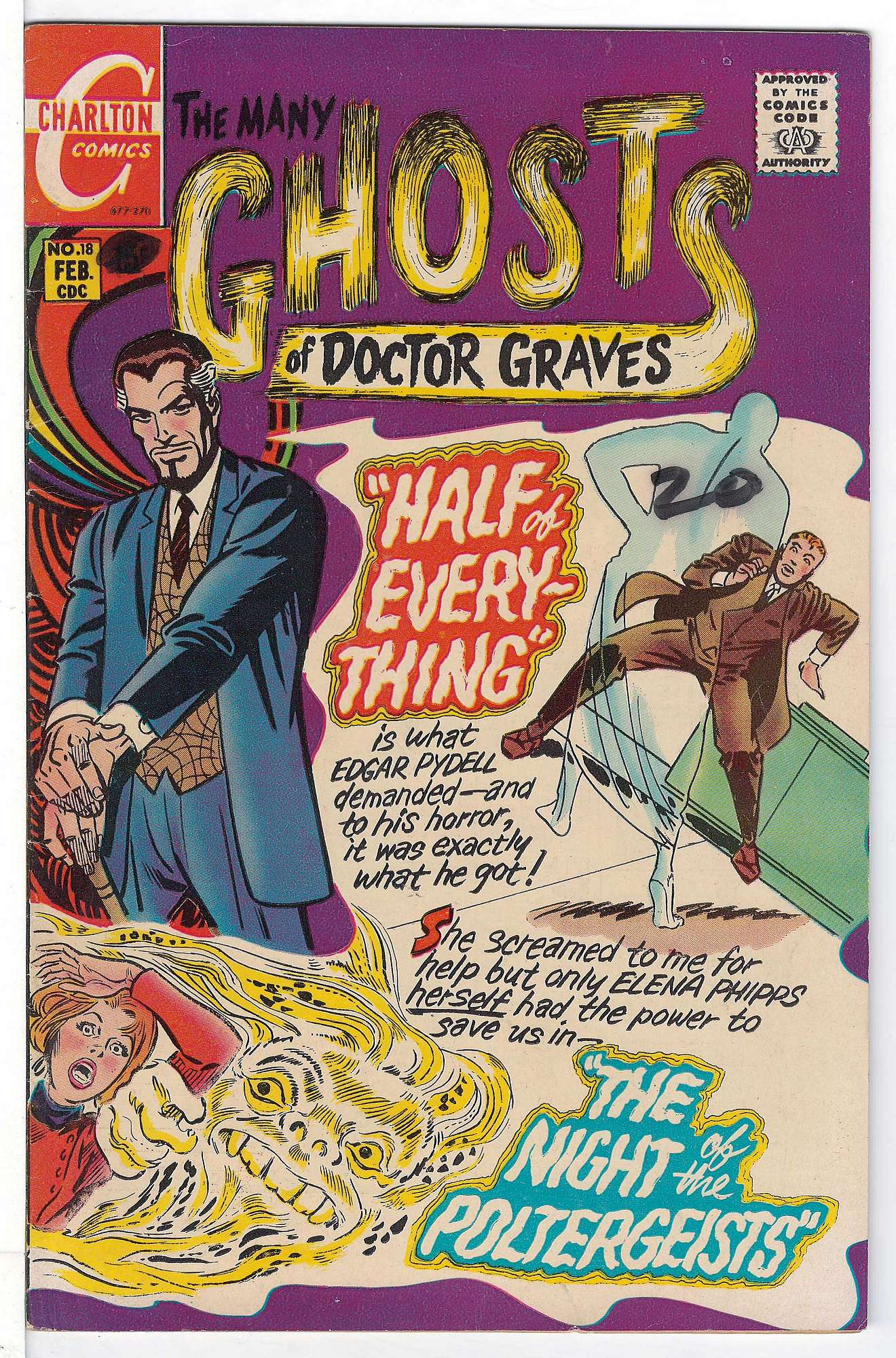 Ditko Art<br>ACTUAL SCAN OF COMIC!<br> Cover of Many Ghosts of Doctor Graves #18. One of 250,000 Vintage American Comics on sale from Krypton!