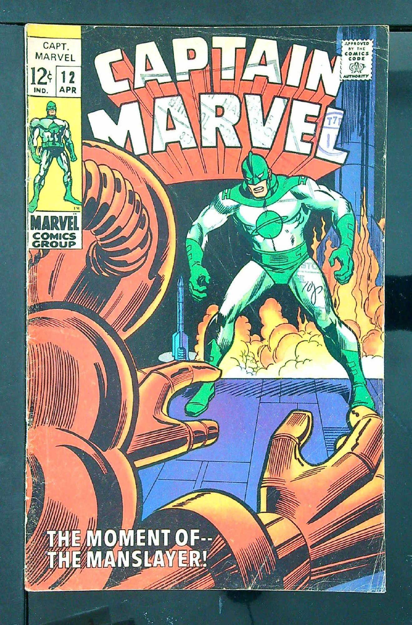 ACTUAL SCAN OF COMIC!<br>Distribution Stamp(s) & Pen on Cover - See Scan Cover of Captain Marvel (Vol 1) #12. One of 250,000 Vintage American Comics on sale from Krypton!